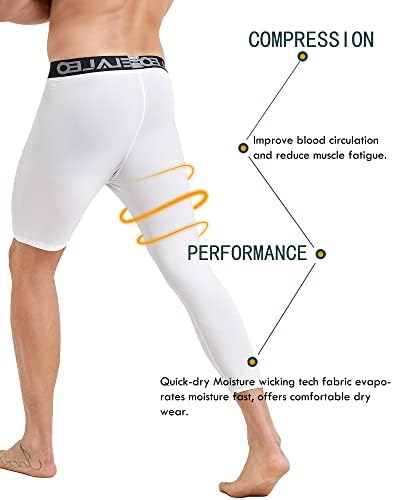 4 Pacote de calça de calças de compressão 3/4 de uma perna masculina para o basquete de canela de canela de capa de perna