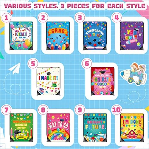 30 PCS Graduarten Sacos de presente de graduação 2023 Parabéns PRIMEIRO DE GRAUS Backpack Backpack Preschool Graduation Party