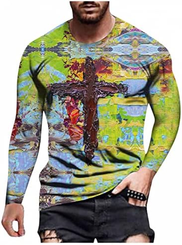 XXBR Mens Novelty camisetas de manga longa Cristã Jesus Cruz Fé Fé Casual Tshirt Fashion Graphic Print Tee Tops