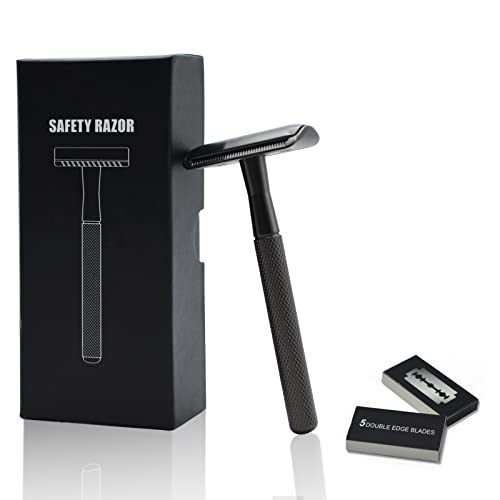 Razor de segurança de metal para homens de barbear preto / meta-barbeador, lâmina de lâmina única de face de segurança