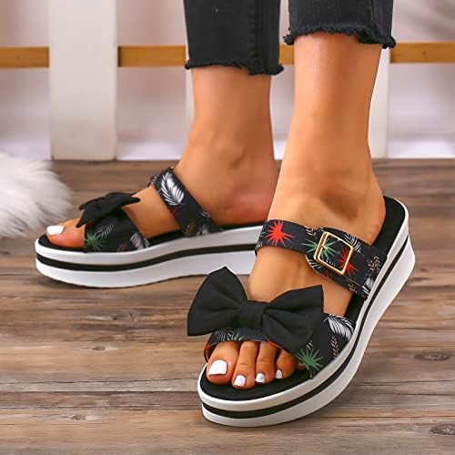 Sandálias de plataforma feminina impressão de salto robusta/colorido tira de tornozelo sandálias romanas boho praia