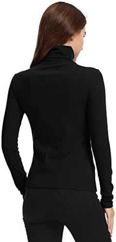 Gubuyi Feminino Turtleneck de manga comprida camisetas térmicas Tops de algodão de algodão de pulôver estendido