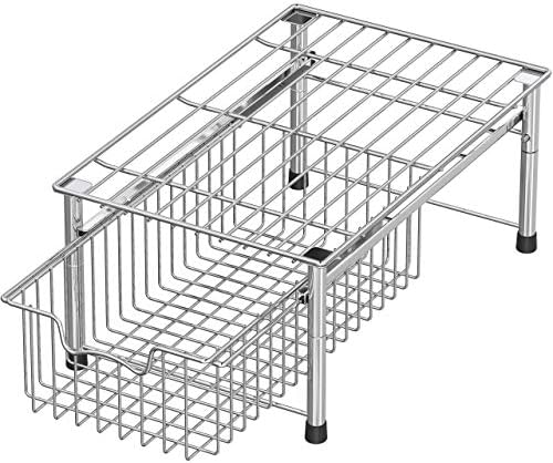 Simplehouseware empilhável 2 cesta deslizante + cesta de camada única, cromo