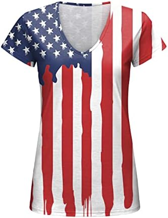 4 de julho Camisas para mulheres de verão Casual American Camise