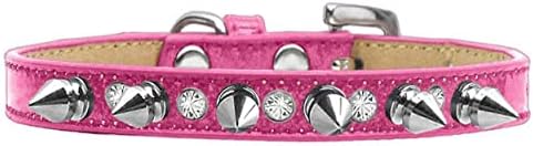 Mirage Pet Products Crystal and Silver Spikes Collar, tamanho 10, sorvete rosa