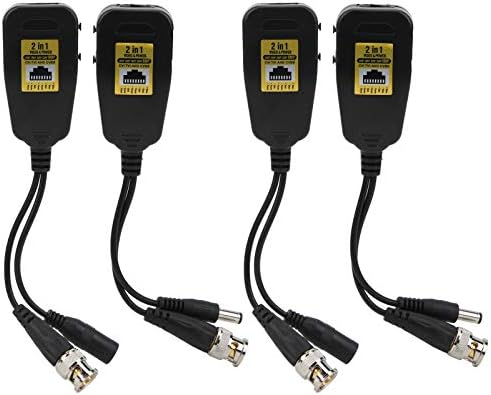 4pcs Thunderproof Power Balun HD Video Transmissor Vídeo Audio 2 em 1 Suporte: HD-CVI/AHD/TVI/CVBS Sinal de vídeo