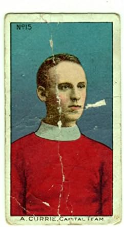 A. Currie, Vintage 1910 Lacrosse Trading Card. Capitais de Ottawa. Imperial Tobacco Company C59 Series, 15. Efêmer de lacrosse e