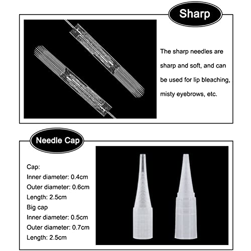 Microblading Tattoo Needle 260 PCs/Definir agulhas e tampas descartáveis ​​redondas para tatuagem de caneta de tatuagem permanente