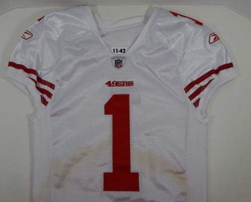 2011 San Francisco 49ers 1 Jogo emitiu White Jersey DP06173 - Jerseys usados ​​no jogo NFL não assinado