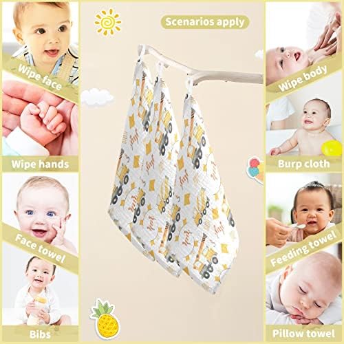 Vvfelixl Baby Muslin Whilloths, Caminhões de construção Tractores panos de bebê arroto, toalha de rosto de algodão para bebês