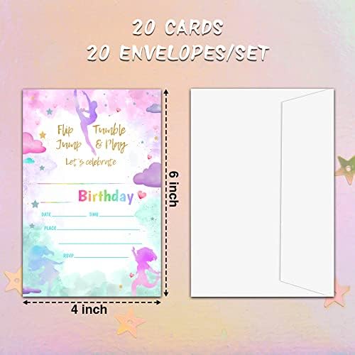 ISOVF 4 x 6 Jump Ballerina Birthday Party Invitation Cards com envelopes- Pink Dance preenchendo estilo de festa- C20