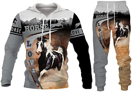 3D Horse de guerra impresso com suéter de capuz masculino Macho de manga longa traje esportivo de roupas esportivas