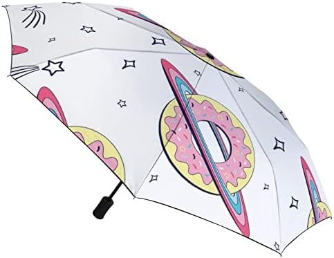 Engraçado Planeta de Donut 3 Folds Umbrella Anti-UV Guarda Antastada de Vento Automático Automático Aberto