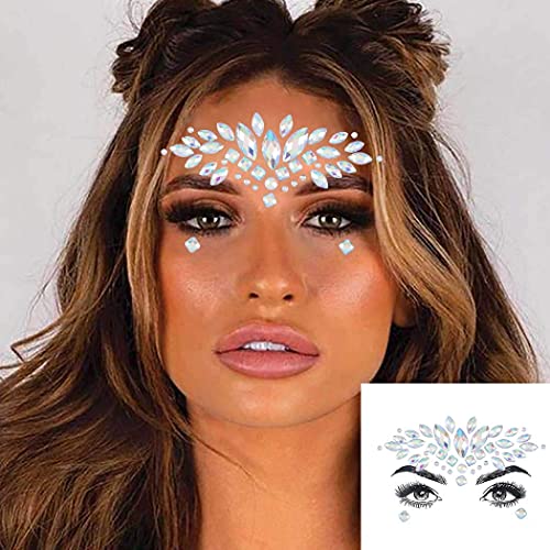 Mermaid Bomine Face Gems Jewels Festival Rave Face adesivos Cristal Tatttos temporários para mulheres e meninas 2 sets