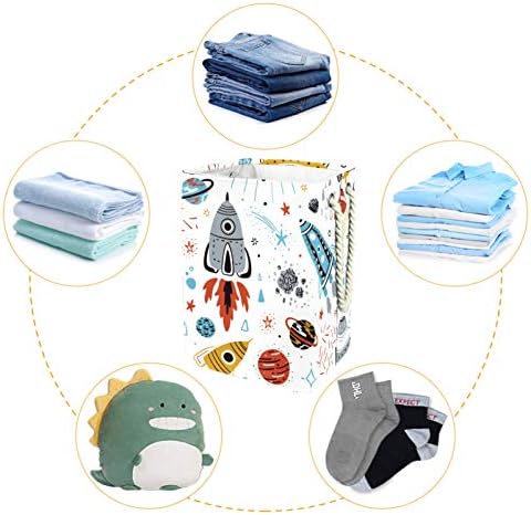 Indicultura de lavanderia cesto de foguetes espaciais Planet Pattern Pattern Colapsível Cestas de lavanderia Firma de roupas de lavar