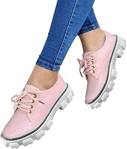 Senhoras Moda Sapatos de cor sólidos Sapatos de couro Rhinestone Lace Up Sapatos de couro casual tecidos