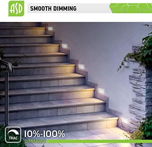 ASD Stair Light Indoor Outdoor Perro impermeável, 3000K/ 4000K/ 5000K, Luz de etapa LED reduzível de 120V, corpo de aço inoxidável,