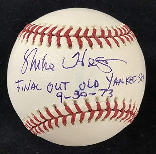 Mike Hegan assinou o Baseball Selig Yankees Autograph Final Out 9-30-73 Inscript JSA-Bolalls autografados