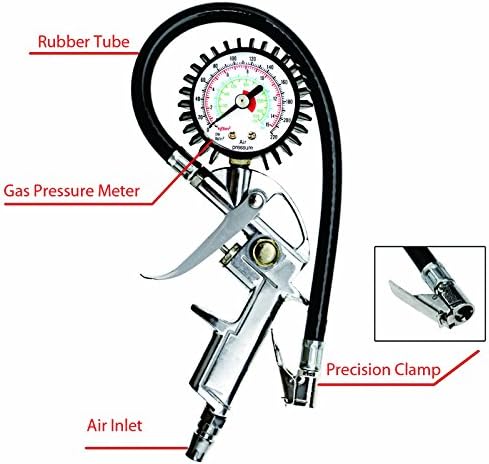 Cante F Ltd Medidor de inflador de pressão dos pneus com trava na bicicleta de motocicleta de carro chuck de serviço pesado