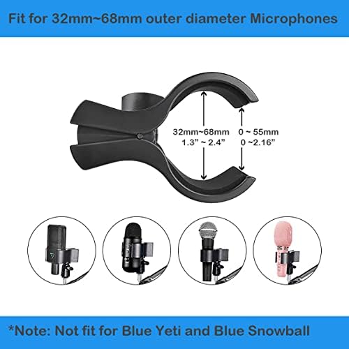 4 PCS Microfone Clip Ajuste Oncente de clipe de microfone ajustável Cramp de microfone sem fio para MIC Stand com 5/8 a 3/8 Adaptadores