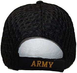 Veterano do exército Emblem emblema preto malha texturizada bordada bordada bolo de beisebol chapéu