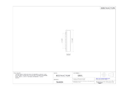 Timken 632b rolamento de rolamento cônico, xícara única, tolerância padrão, flangeado de diâmetro externo, aço,