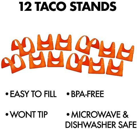 Taco de taco -Stand para tacos, conchas macias e duras para enchimento e servir sem bagunça, conjunto de servidores plásticos,