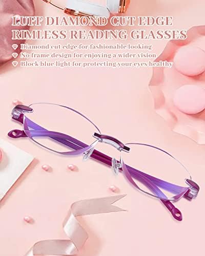 Luff Premium Computer Reading Glasses Blue Blocking Diamond Cut Edge Design Leitores de espetáculos para mulheres