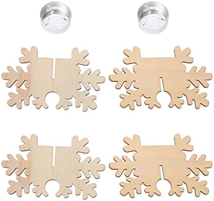 Decorações de Natal de Galpada 32 PCs Wooden Snowflake Candlestick Decoração de Natal bege