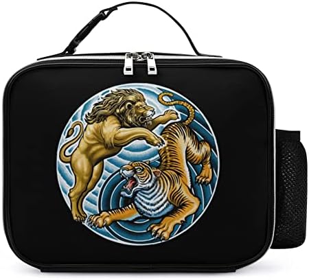 Yin Yang Lion Tiger Lunchbox Bag Kit de refeição térmica de couro reutilizável