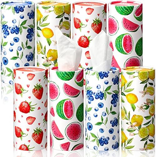 Fuutreo 8 PCs Cilindros de tecidos para carros de frutas com tecidos faciais Caixas de tecido de cilindro de verão Round Fruit Guardys