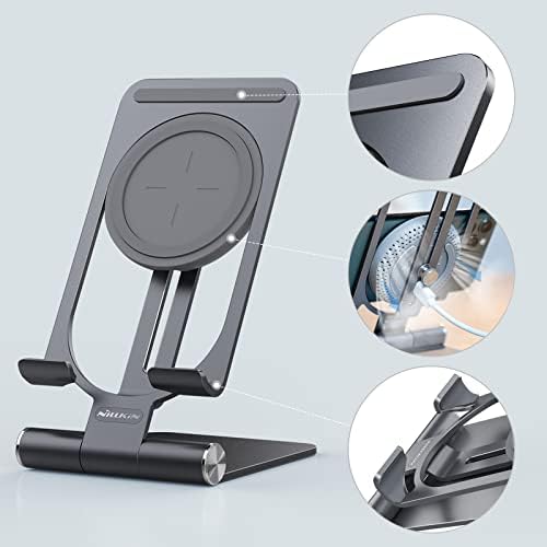 Carregador sem fio rápido Nillkin - Metal dobrável e ajustável sem fio Stand para iPhone 14 13 12 Pro Max/Pro, Samsung