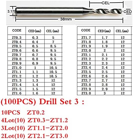 Berwenny Yingjun 100pcs/conjunto 1Flute 2 Flautas Cutter Router Bit Bit Shape Gravura Bit Bit Mills