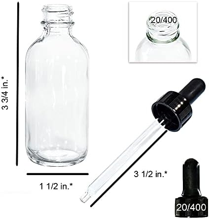 GBO Glassbottleoutlet.com 2 oz. Clear Boston Round com conta -gotas de vidro preto