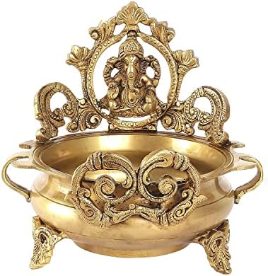 Devyom Brass étnico esculpido ganesha design 6 polegadas de decoração de bronze tigela de decoração