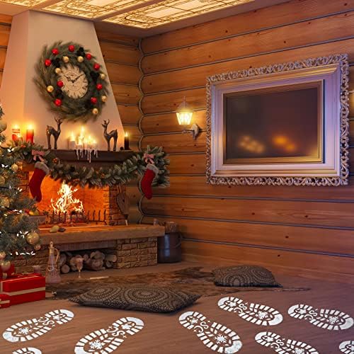 4 PCs Christmas Papinha de Papai Noel Estêncil para pintar estêncil de estêncil de natal reutilizável Santa Boot Stencil Snowflake
