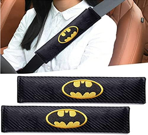 Lucasng 2pcs tampas de cinto de segurança ombreiras para o Batman, logotipo bordado de couro preto camada de corredor de segurança