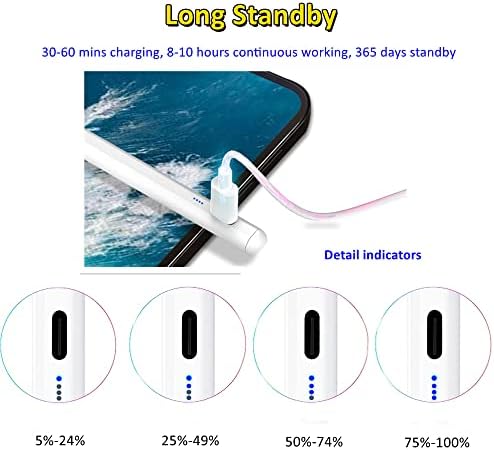 Mas a caneta de rejeição de palmeira com bife com inclinação, ponta fina de 1,0 mm de 1,0 mm, lápis para iPad para desenho/controle/controle