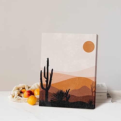 Resumo Sun Desert Cactus Sunburst Rains Sun Raios Oceaniza Arte da parede Impressão Boho Decoração de arte temática para o