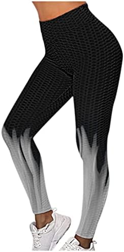 Qvkarw feminino de altas cintura escutas gradiente de legging ioga calças bolhas hip luminagem de lixo de barriga de