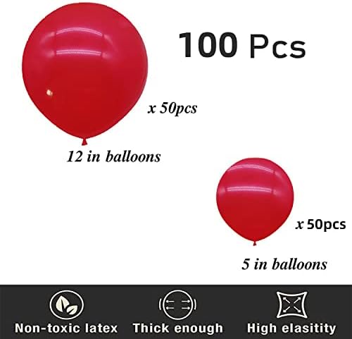 100pcs balões vermelhos 12 polegadas + 5 polegadas para o dia dos namorados casamento no casamento de feliz aniversário festa