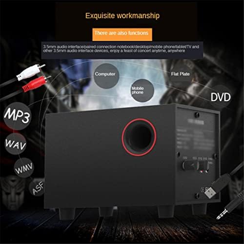 SDFGH Multimedia 2.1 Desktop Computador alto -falante LED Subwoofer de baixo leve Home Supplicação de alimentação