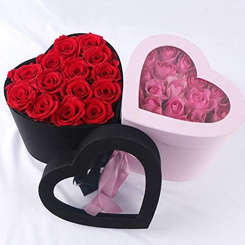 Caixa de flores em forma de coração lisso com tampa clara de camadas duplas de gotas giratórias de papel maques para arranjos