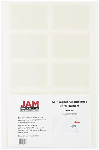 Jam Paper Auto -adesivo portadores de cartão de visita - 2 x 3 1/2 - CLEAR - 50 Bolsos de etiquetas/pacote