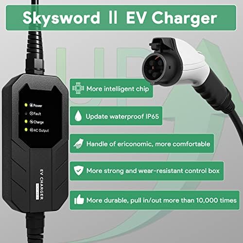 MEGEAR SKYSWORD Nível 2 EV Carregador, 240V 16A 25ft EVSE portátil, NEMA 14-50 Plugue da estação de carregamento de veículos elétricos