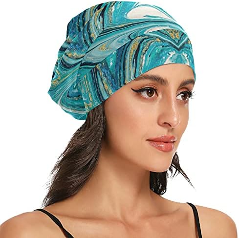 Skull Cap boné de gorda de tampa do sono para gorros para mulheres marmore de mármore do mar listrado abstrato listrado