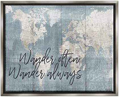 Stuell Industries Pattern World Mapa Wander frequentemente sempre frase, design por Kyra Brown