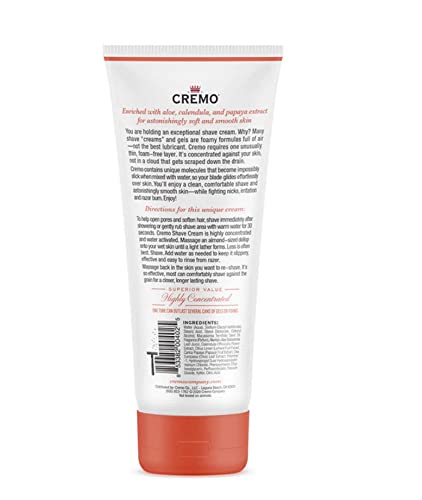 Creme de barbear hidratante de manga de coco Cremo, creme de barbear ultra-líquido surpreendentemente superior para