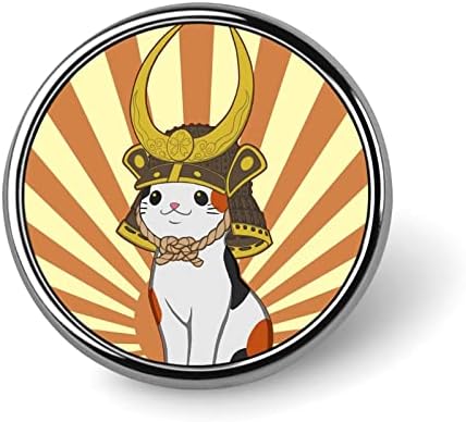 O gato japonês Bobtail usa samurai redondo pino de broche para homens, mulheres, emblemas de distintivo, colarinho de colarinho