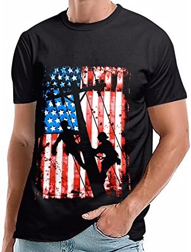 BMISEGM Summer mass camisetas masculinas masculinas de bandeira americana camiseta patriótica de manga curta grande e alta